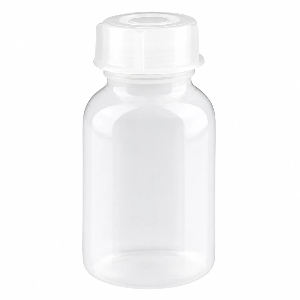 100ml Laborflasche Weithals mit Schraubverschluss Leere durchsichtige 100ml Laborflasche Weithals mit auslaufsicherem Schraubverschluss