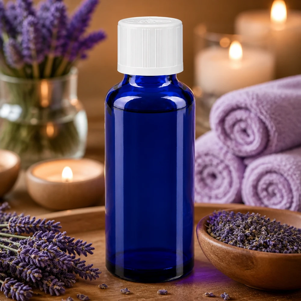 Apothekenflasche blau 30ml Schraubverschluss weiß Kindersicherung Standard Apothekerflasche blau 30ml Schraubverschluss weiß für Essenzen und medizinische Flüssigkeiten