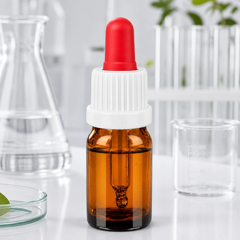 5ml Pipettenflasche weiß/rot Originalitätsverschluss BrownLine UT18/5 Sterile 5ml Pipettenflasche mit auslaufsicherem Verschlusssystem für kosmetische Wirkstoffe
