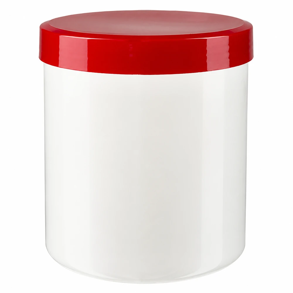 Weiße PP-Kruke 30ml mit rotem Schraubdeckel für Salben Cremes und Pasten