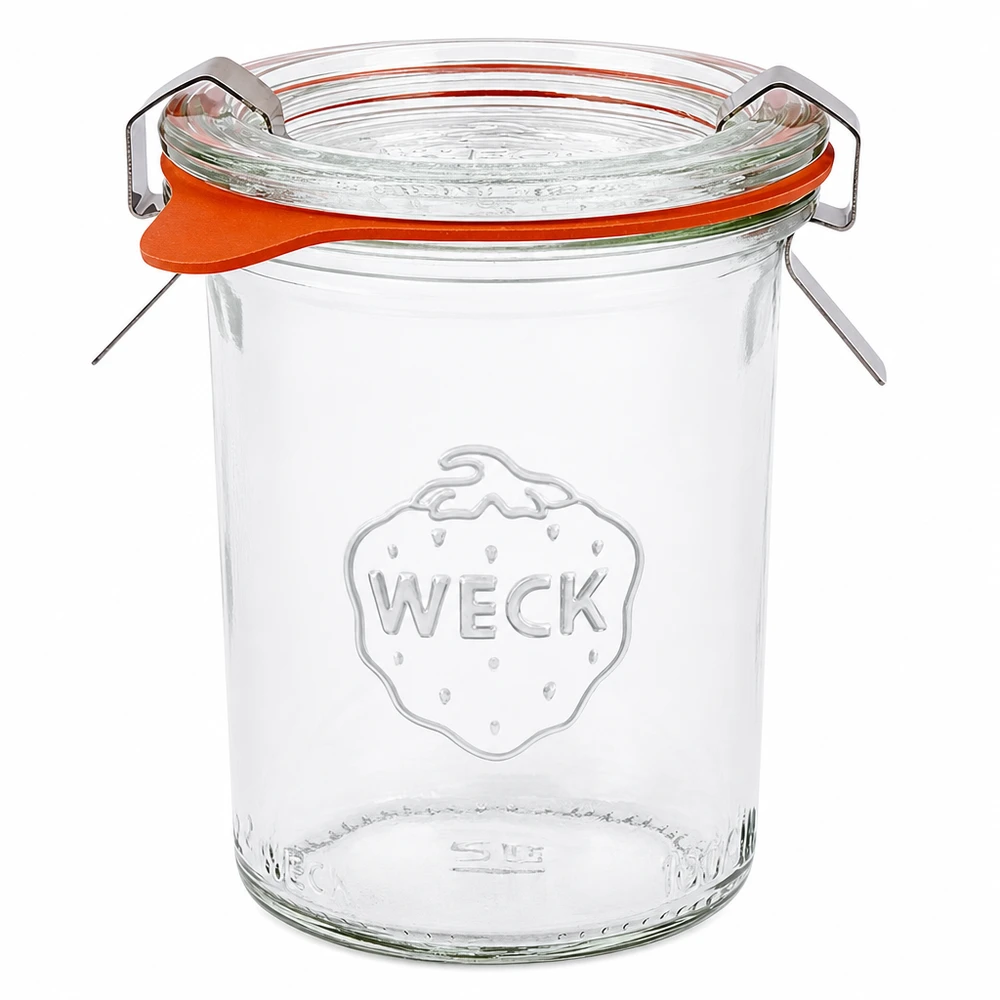 160ml Sturzglas komplett WECK RR60 WECK Sturzglas 160ml RR60 mit Glasdeckel Gummiring und Klammern für Einmachen und Konservieren