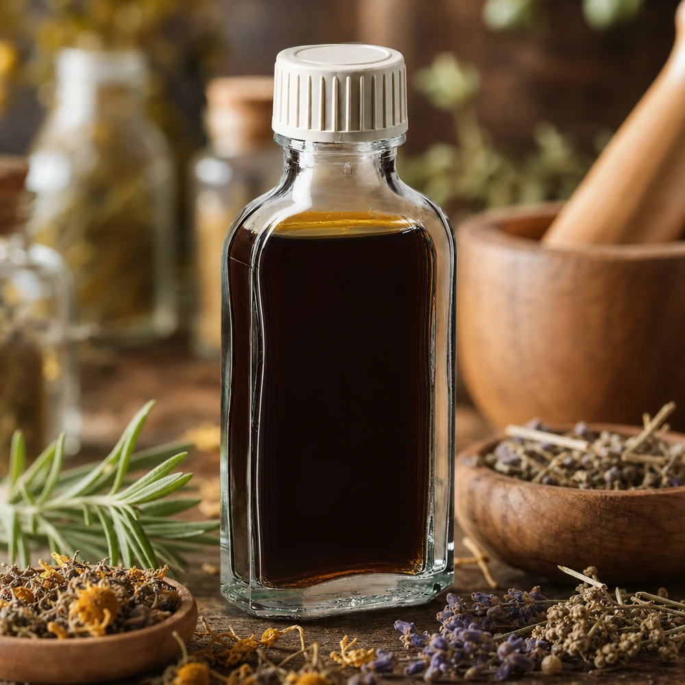 50 ml Meplat klar Schraubverschluss mit PE-Schaumeinlage Quadratische 50ml Meplat Flasche klar mit PE-Schaumeinlage auf rustikalem Holzuntergrund