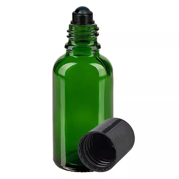 Apothekenflasche grün 30ml Roll-On Verschluss schwarz