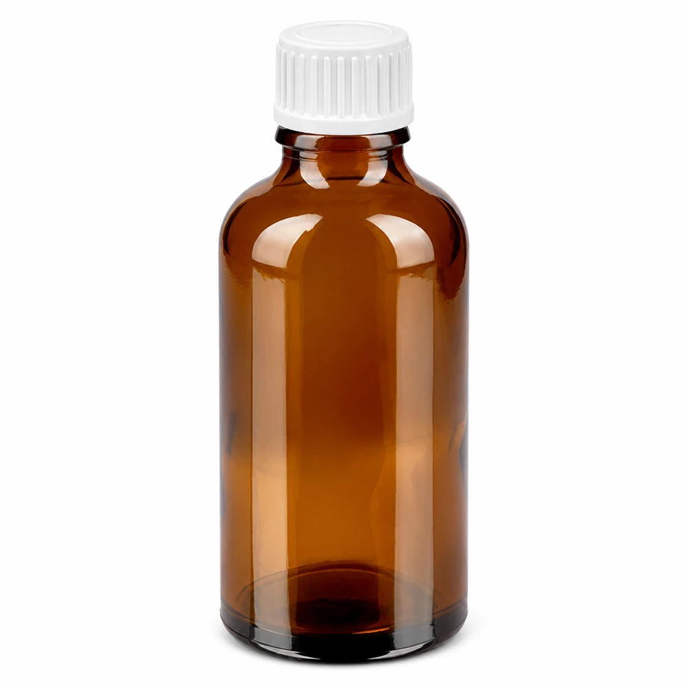 50ml Tropfflasche 0.9mm weiß Standardverschluss BrownLine UT18/50 Hochwertige 50ml Glasflasche braun mit weißem Tropfverschluss 0.9mm für Labor und Pharmazie