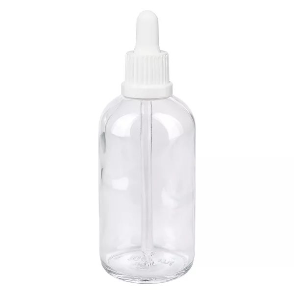 Hochwertige ClearLine Dosierflasche 100ml Klarglas mit weißem Tropfer UT18