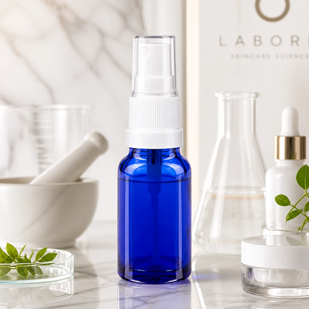 Laborqualität 10ml Sprayflasche blau-transparent ideal für DIY-Kosmetik und Mischungen