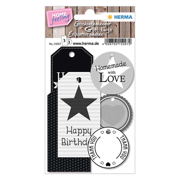 Geschenk-Anhänger "Black & White" (6 Stück)