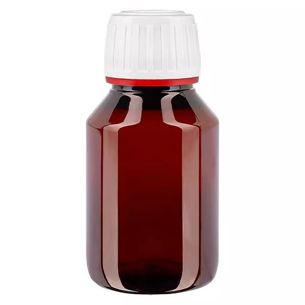 PET Flasche 50ml mit weißem Originalitätsverschluss fein geriffelt
