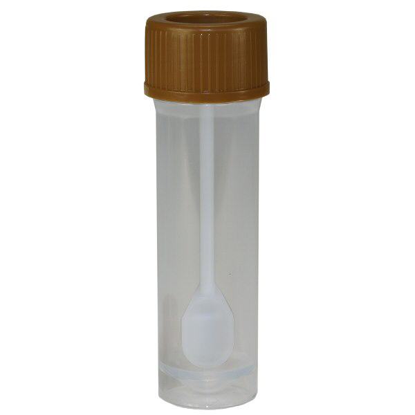 Probendose mit integriertem Löffel (Stuhlröhre)