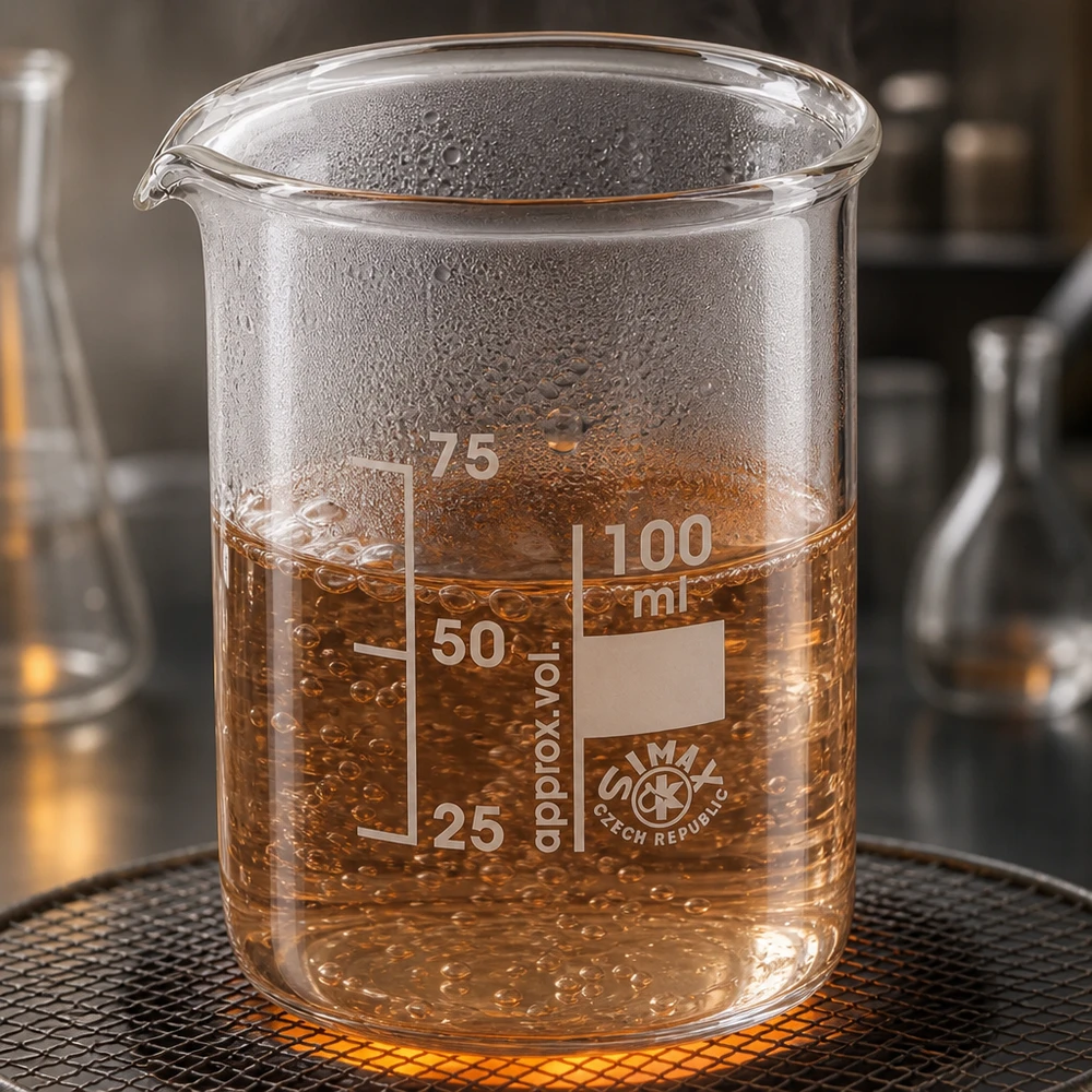 Becherglas 100ml Borosilikatglas, niedrige Form Kompaktes Becherglas 100ml niedrige Form mit deutlicher Volumenskala und Ausgießhilfe