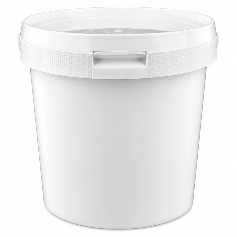 Eimer 2.5L aus weißem Kunststoff Polypropylen mit Deckel Lebensmittelechter Plastikeimer 2,5 Liter weiß mit Deckel und Sicherheitsverschluss