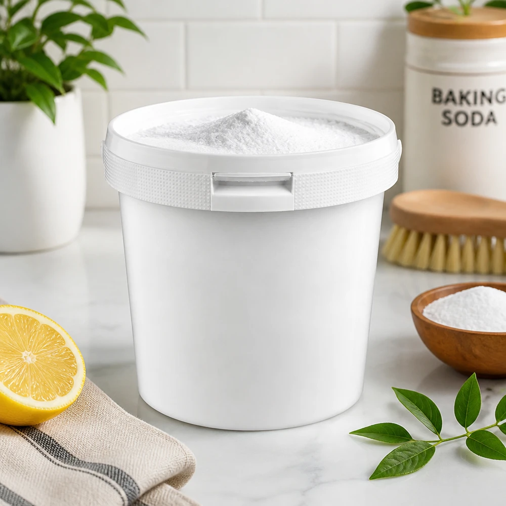 Eimer 2.5L aus weißem Kunststoff Polypropylen mit Deckel Hygienischer Aufbewahrungseimer aus weißem Kunststoff 2,5L mit Verschlussdeckel für Küche und Bad
