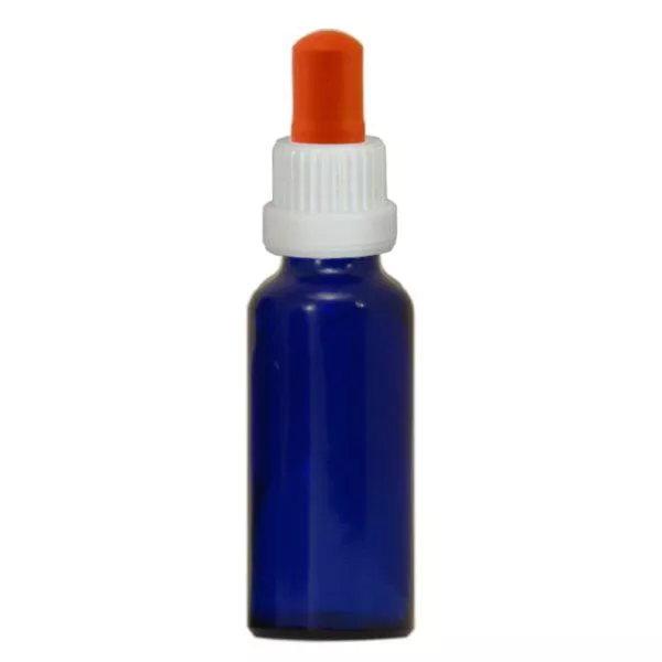 Apothekenflasche blau 30ml Pipette weiß/rot Standard Apothekenflasche blau 30ml Pipette weiß/rot Standard