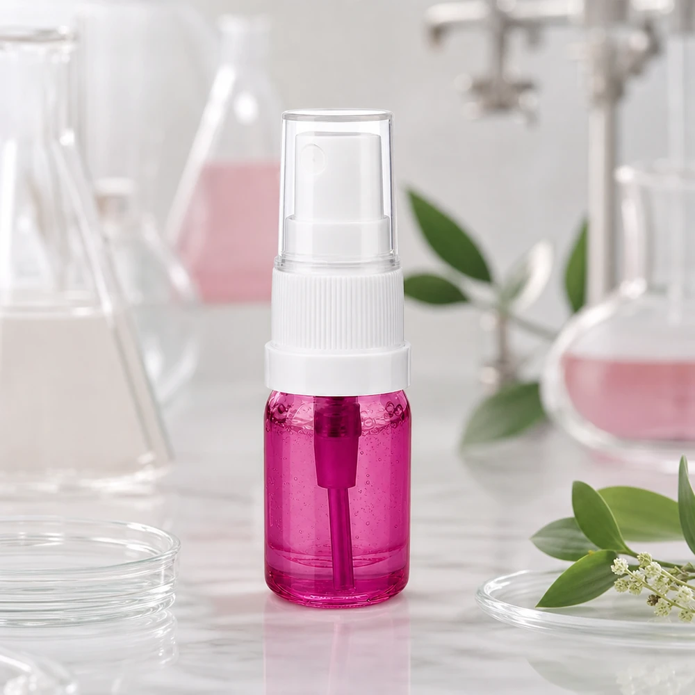 5ml Sprayflasche weiss/transparent Standard PurpleLine UT18/5 5ml Reise-Sprayflasche in violett transparent mit weißem Zerstäuber für unterwegs