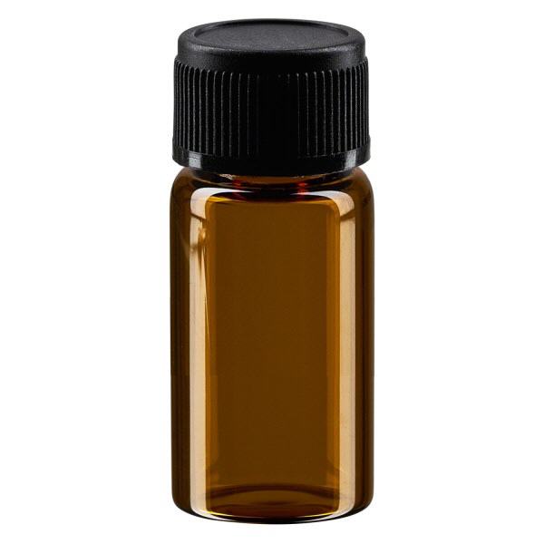 3ml Miniflasche braun Kunststoffverschluss schwarz UT13/3 UNiTWIST