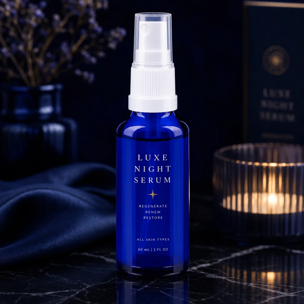 Blaue Apothekerglas Flasche mit Pumpsprühkopf für Serum geeignet für alle Hauttypen