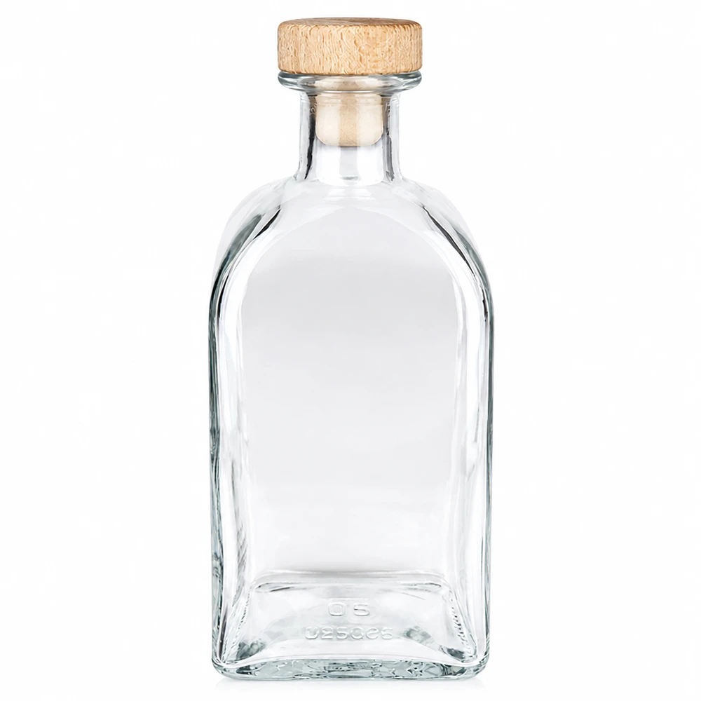 500ml Glasflasche Julia mit Holzgriff-Korken UNiTWIST transparent leer Produktfoto freistehend