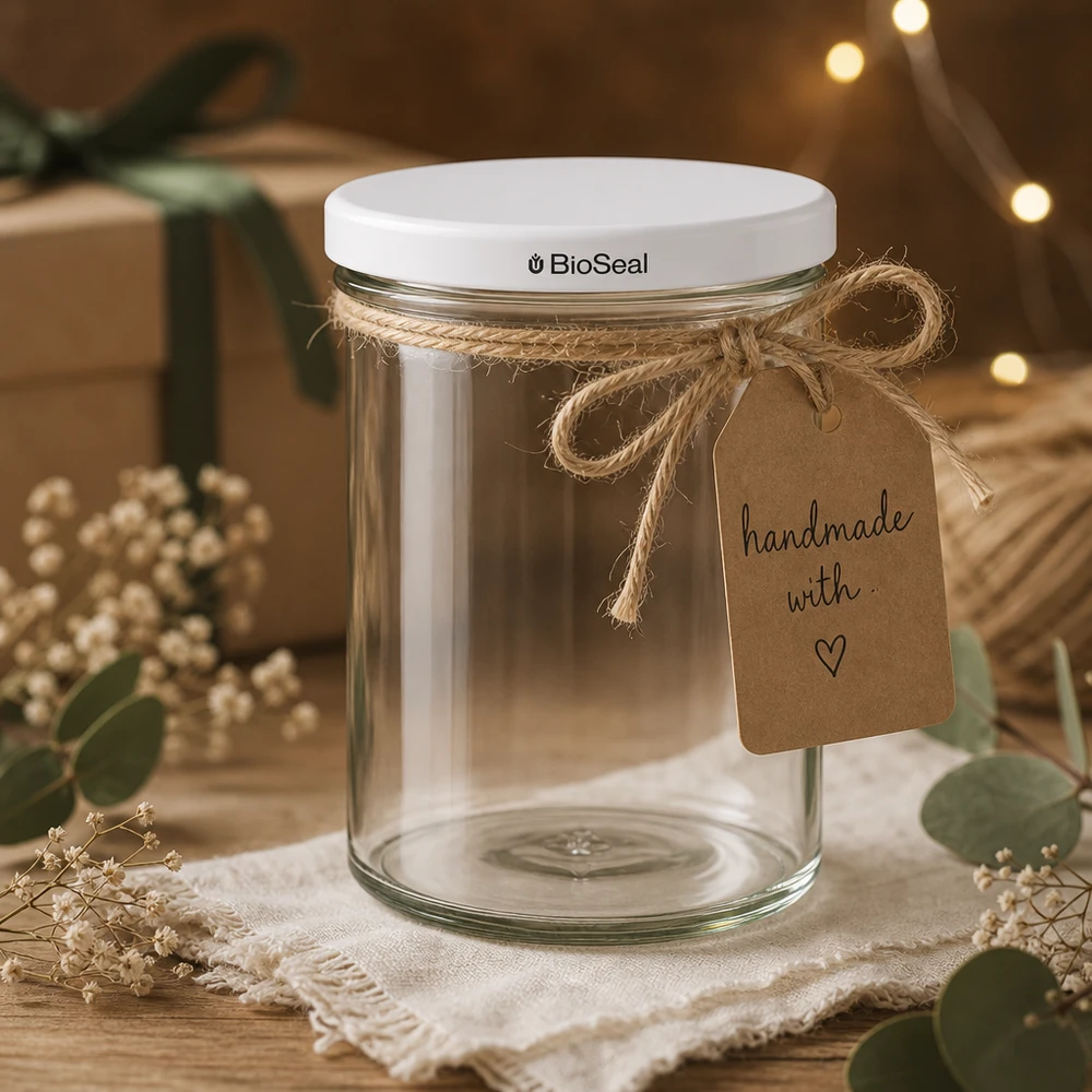 UNiTWIST Sturzglas 435ml als Geschenkverpackung mit Bastschnur und handmade Anhänger zeigt kreative DIY Deko Ideen