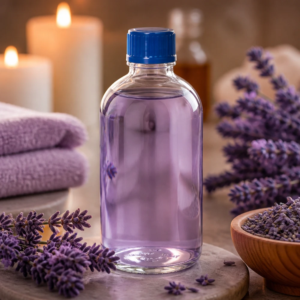 100ml Flasche 11mm Schraubverschluss blau Standard ClearLine UT18/100 Kleine Ölflasche 100ml ClearLine UT18 transparentes Glas blauer Schraubdeckel Badezimmer