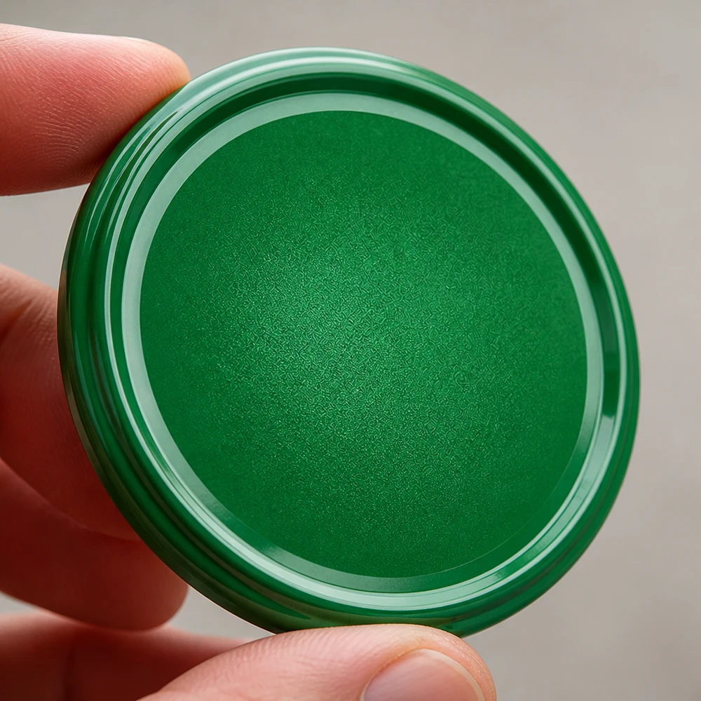 Glänzend grüner 82mm BasicSeal TO82 Deckel mit gewelltem Rand aus Weißblech