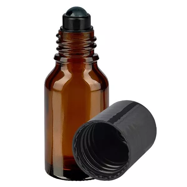 Apothekenflasche braun 15ml Roll-On Verschluss schwarz Apothekenflasche braun 15ml Roll-On Verschluss schwarz