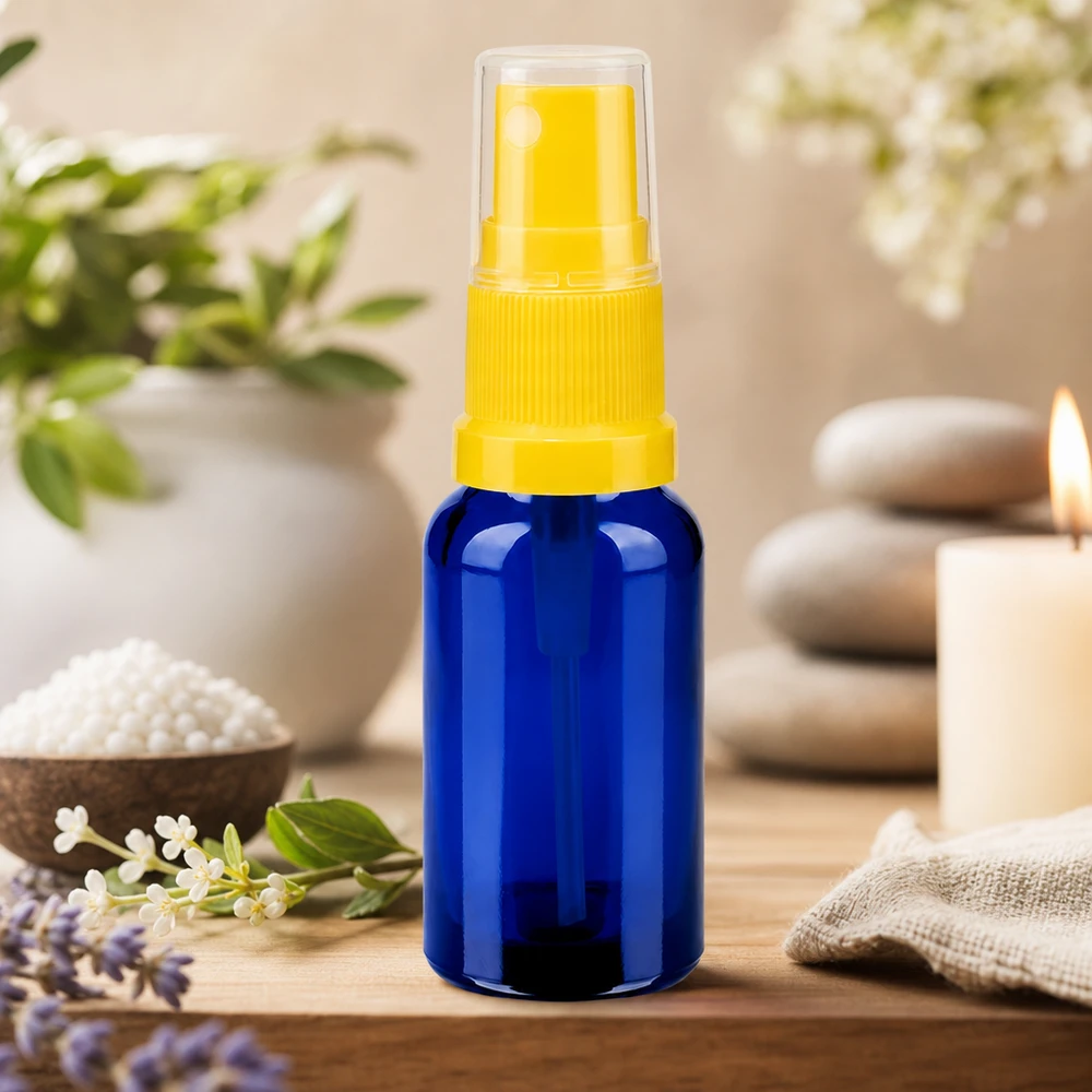 20ml Sprayflasche gelb/transparent Standardverschluss BlueLine UT18/20 Wiederbefüllbare 20ml Glassprayflasche mit Pumpmechanismus BlueLine UT18/20