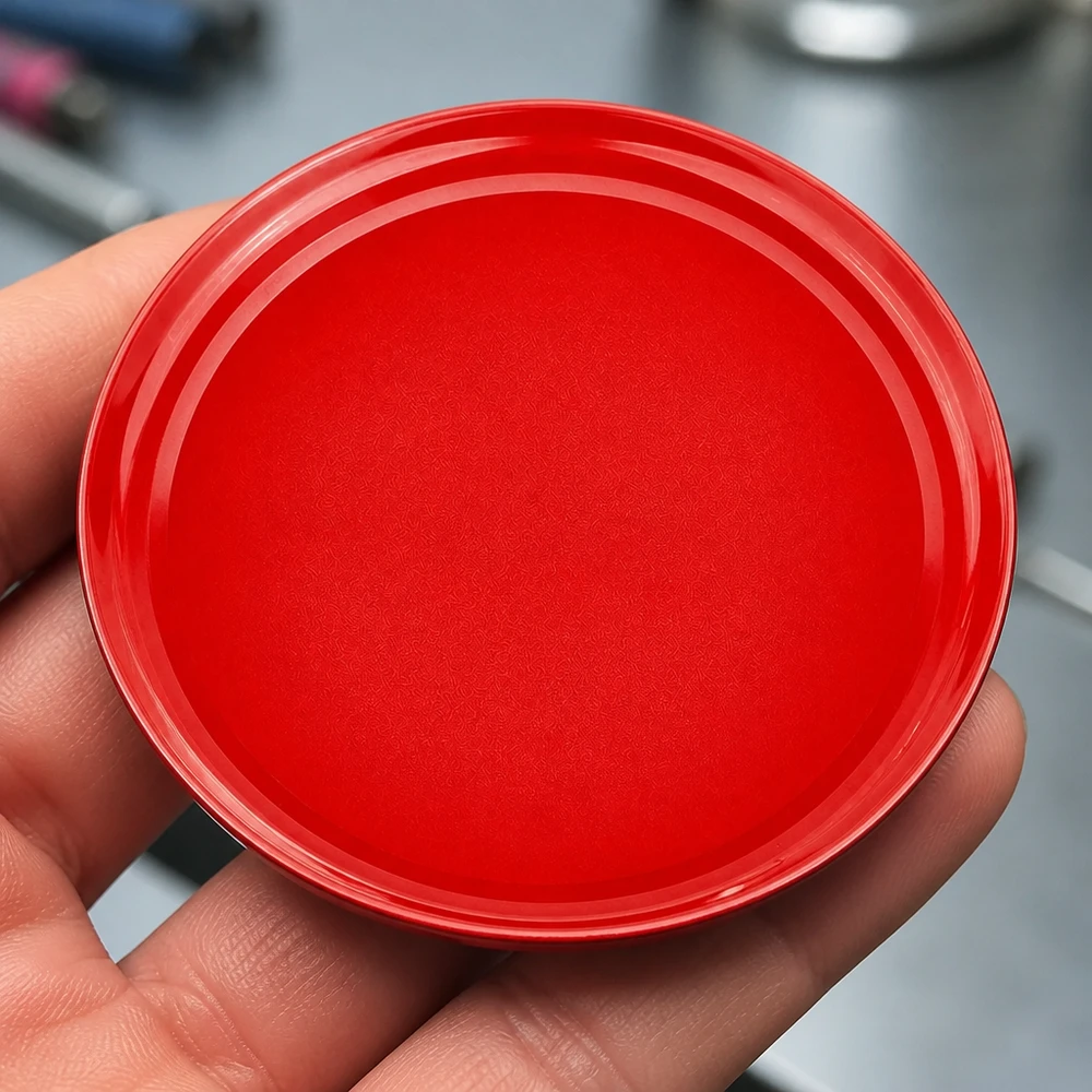 Einmachdeckel BasicSeal rot 82mm TO82 UNiTWIST in der Hand Größenvergleich Detailaufnahme