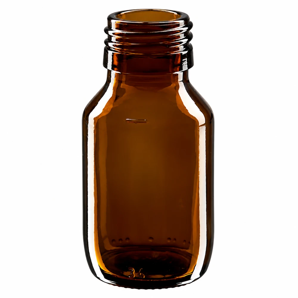 ApoGlas Medizinflasche 50ml braun PP28 ohne Deckel hochwertiges Borosilikatglas pharmazeutisch