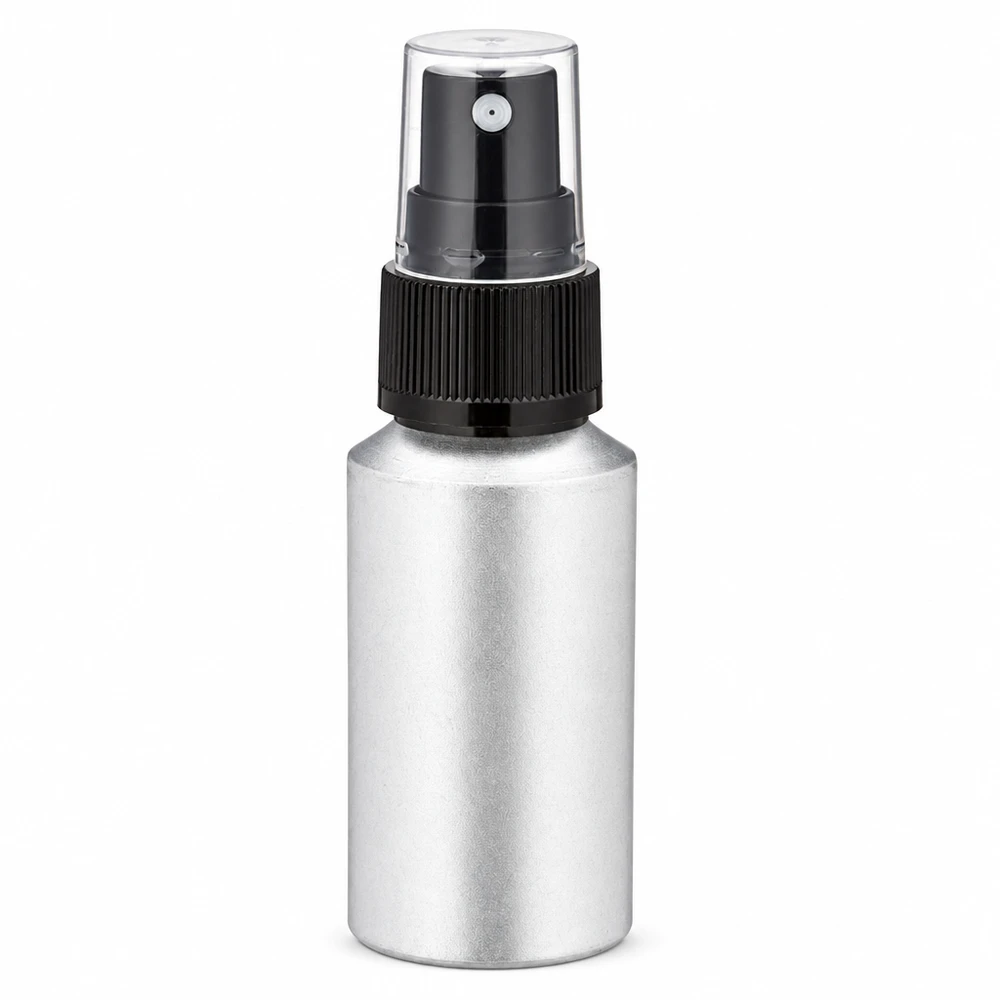 Praktische 30ml Spraydose aus gebeizte Alu mit feinem Sprühnebel Funktion