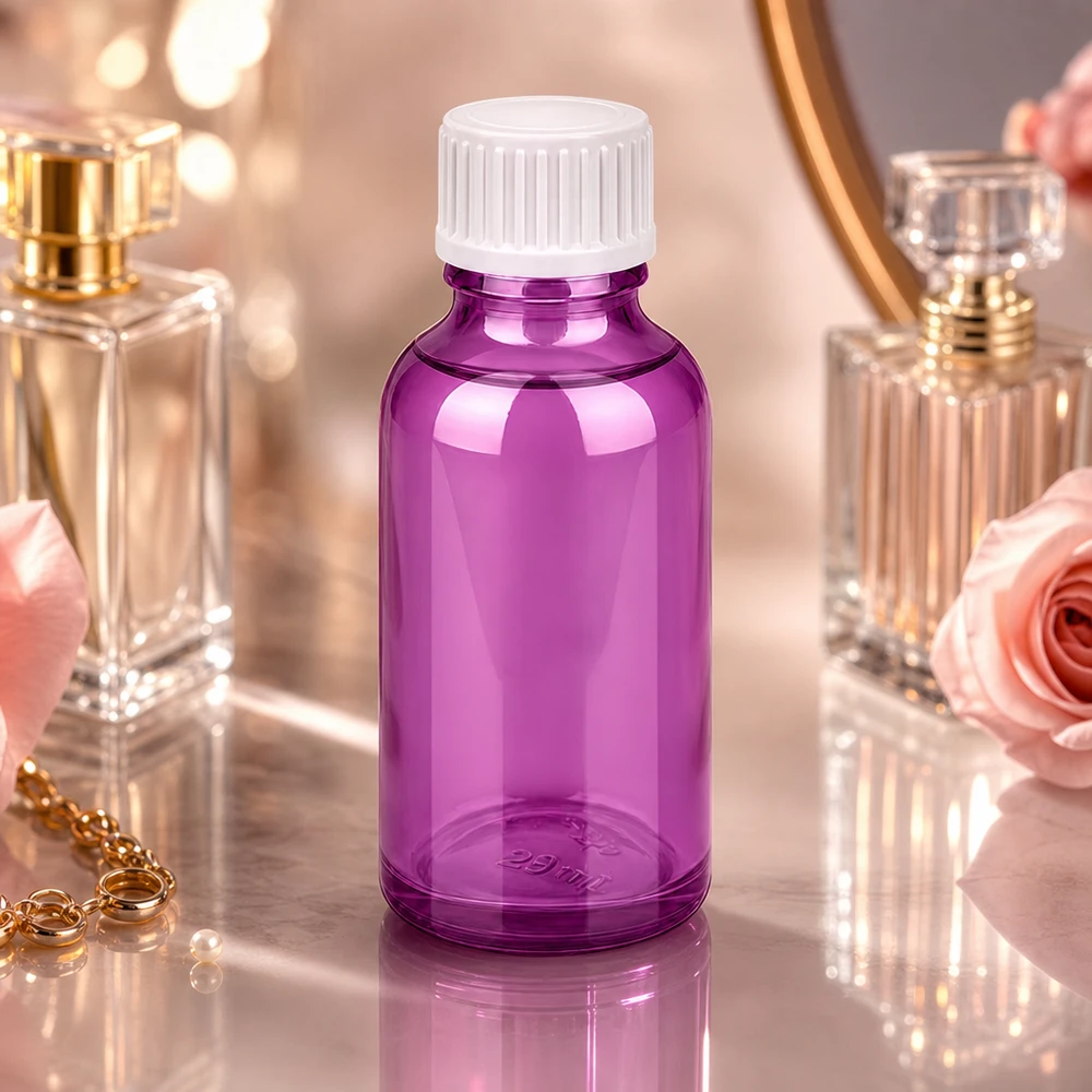 Praktische 30ml Flasche aus violettem Glas - ideal zum Abfüllen und Aufbewahren von Tinkturen