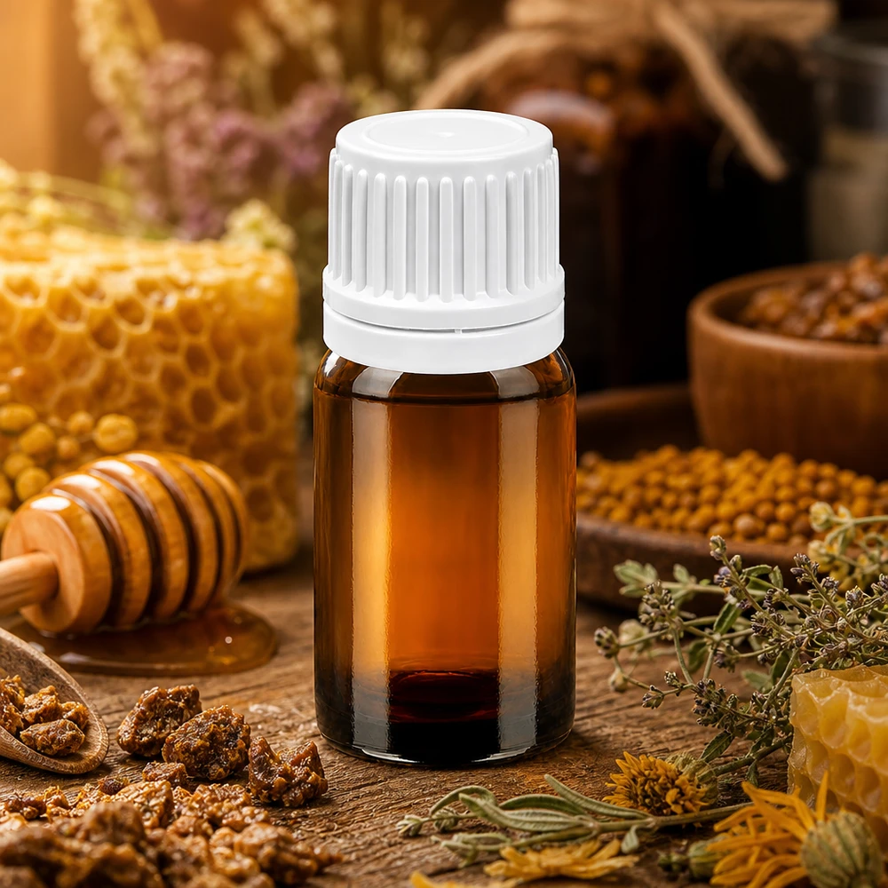 5ml bernsteinfarbene Glasflasche mit weißem Kindersicherheitsverschluss für sichere Produktaufbewahrung