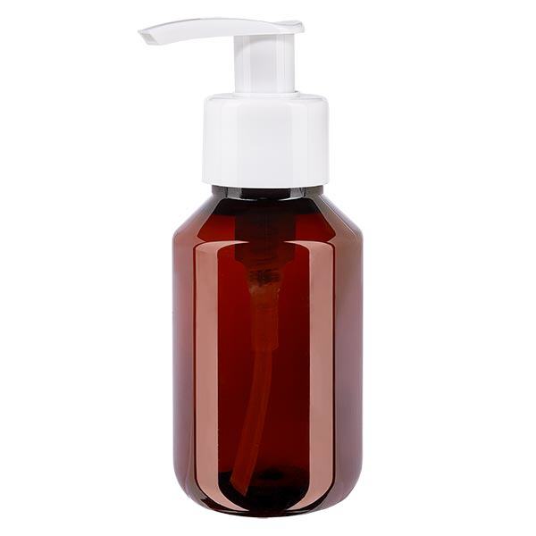 PET Flasche 100ml mit Dispenserpumpe weiß