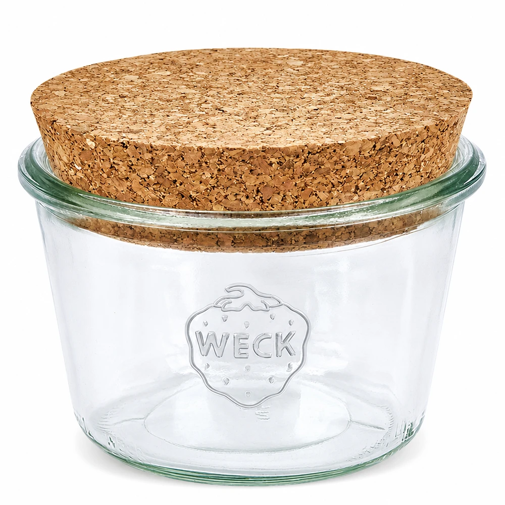 370ml Sturzglas WECK RR100 mit Korken natur WECK Sturzglas 370ml RR100 mit natürlichem Korkverschluss Einmachglas transparent für Aufbewahrung
