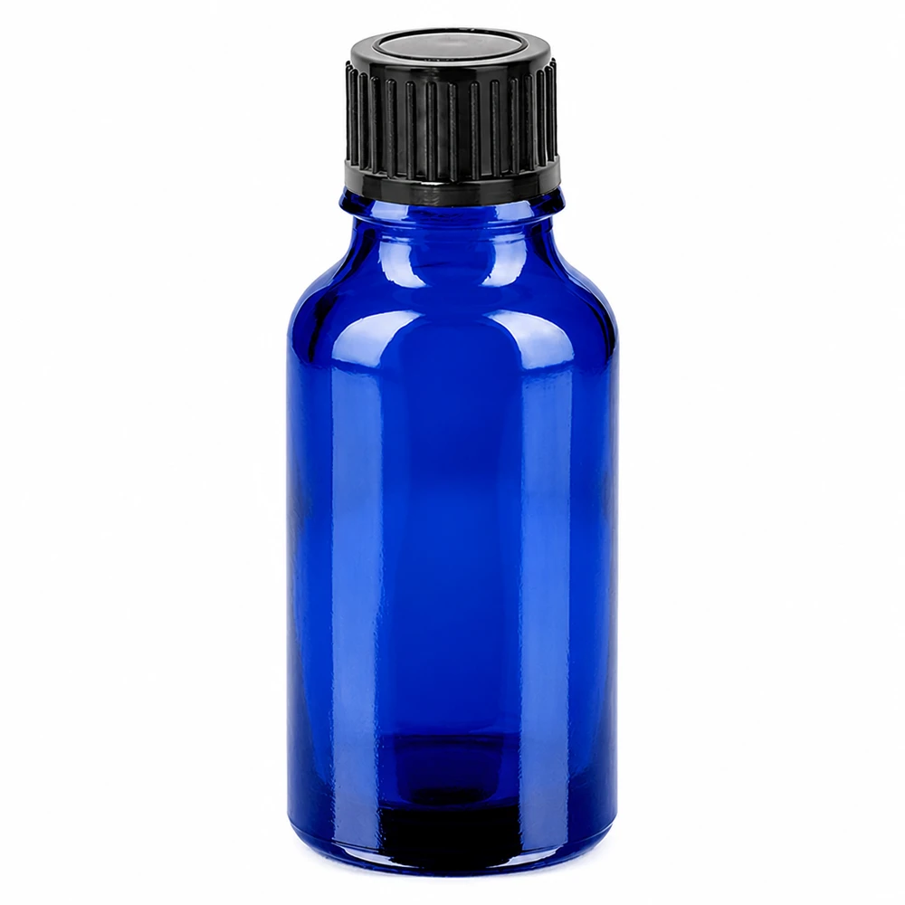 20ml Flasche 11mm Schraubverschluss schwarz Standard BlueLine UT18/20 Premium Glasflasche 20ml blau mit schwarzem Tropfverschluss für professionelle Anwendung