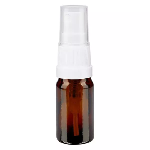 Apothekenflasche braun 5ml Sprayaufsatz weiß Apothekenflasche braun 5ml Sprayaufsatz weiß