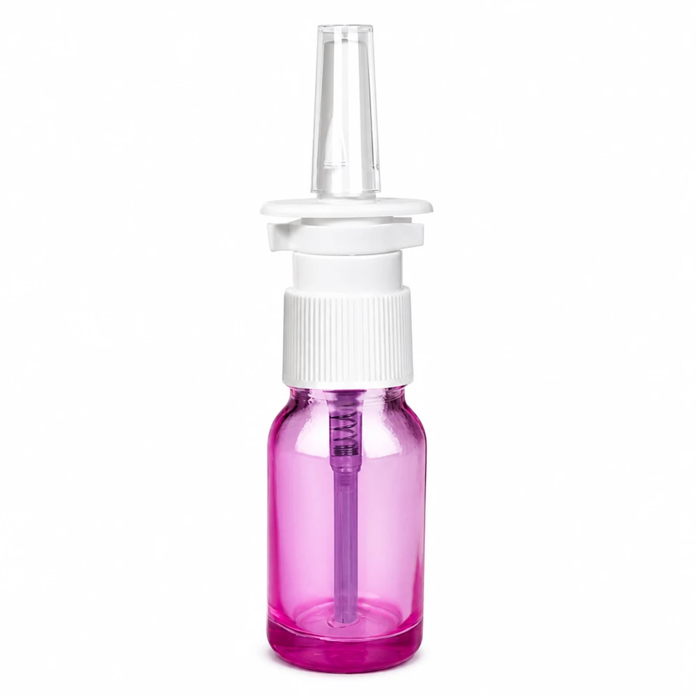 Handliche 10ml Sprayflasche violett-transparent für Nasenspray-Anwendungen