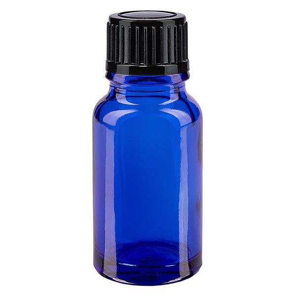 Apothekenflasche blau 10ml Tropfverschluss 1mm schwarz Standard