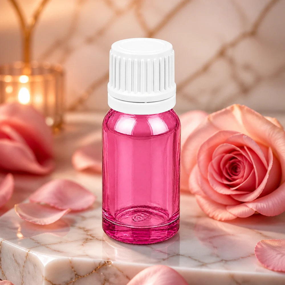 Elegante violette 10ml Glasflasche mit weißem Verschluss perfekt für Parfüm und Essenzen