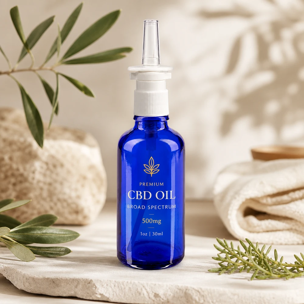 Hochwertige Pumpflasche 50ml Blauglas mit präziser Nasenspray-Düse für Apothekenbedarf