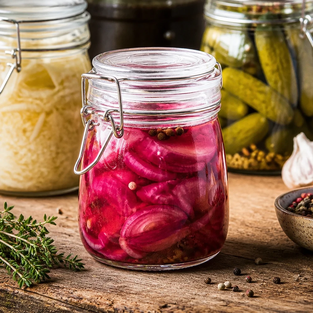 750ml Vorratsglas mit Silikonring und Bügelverschluss UNiTWIST Traditionelles Einmachglas 750ml mit Vintage-Verschluss ideal für selbstgemachte Pickles