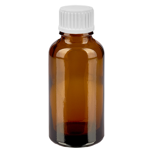 30ml Globuliflasche 3mm Giessring weiß Standardverschluss BrownL. UT18/30