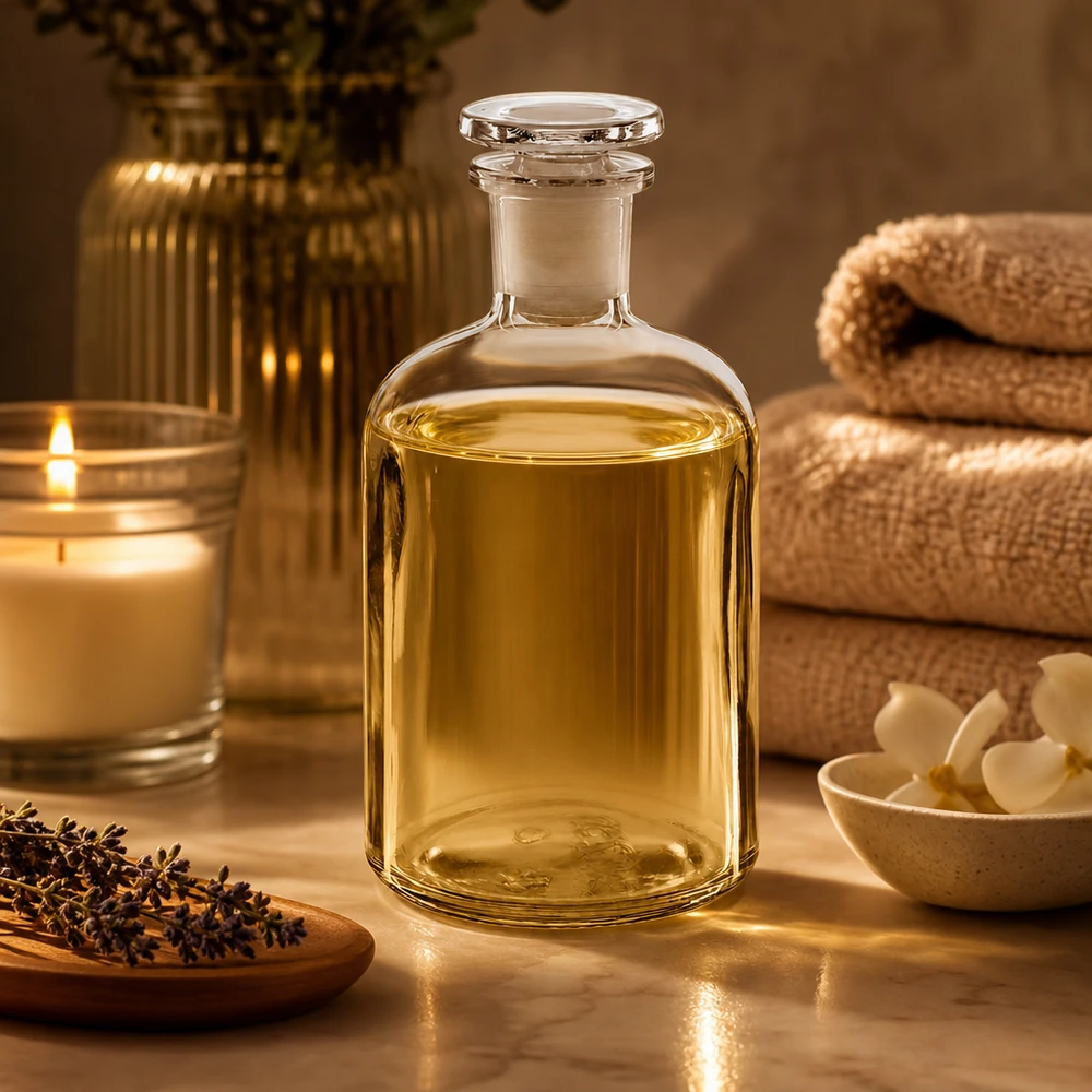 Dekorative Rundschulterflasche 250ml transparent mit Stopfen für goldene Öle und Essenzen