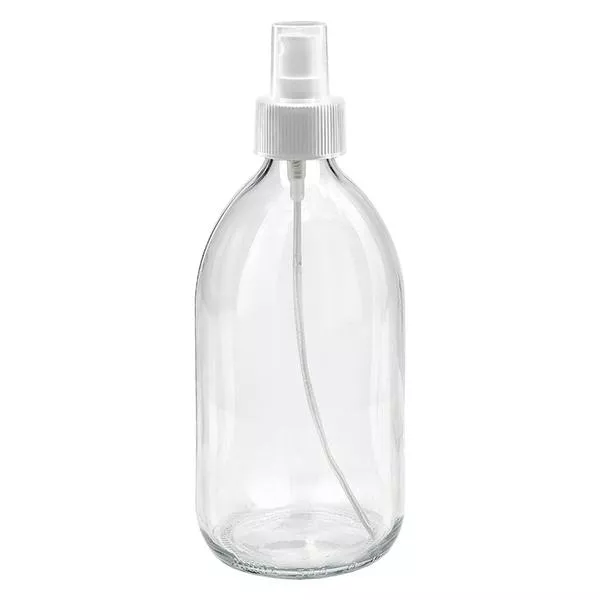 500ml Medizinflasche klar, Pumpzerstäuber weiß ApoGlas
