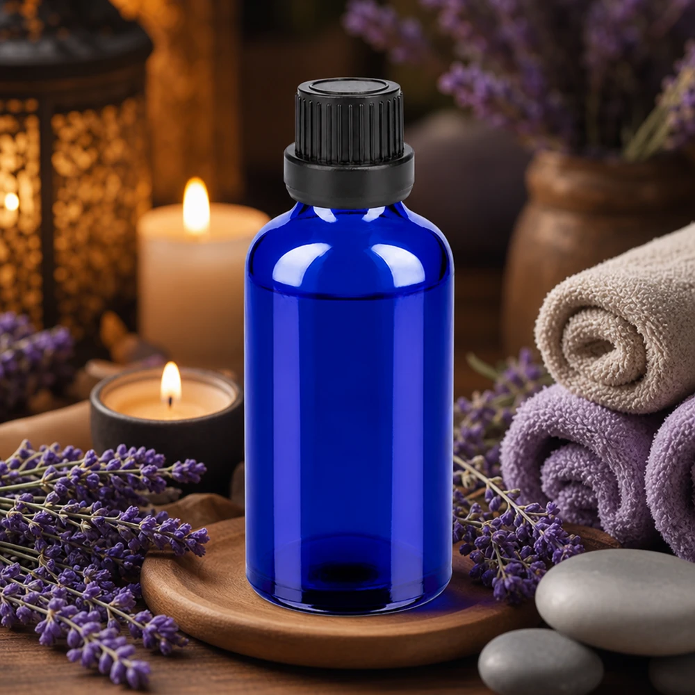 Professionelle 50ml Glasflasche in Apothekerqualität mit schwarzem Sicherheitsverschluss