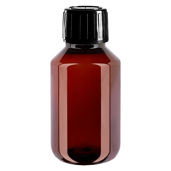 PET Flasche 100ml mit schwarzem Spritzverschluss Originalitätsverschluss PET Flasche 100ml mit schwarzem Spritzverschluss Originalitätsverschluss