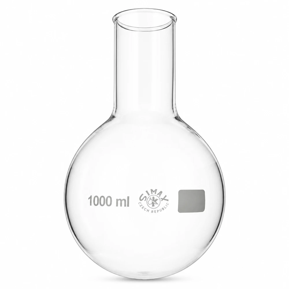 Rundkolben 1000ml Weithals Borosilikat Rundkolben 1000ml mit weitem Hals und graduierter Skala transparent