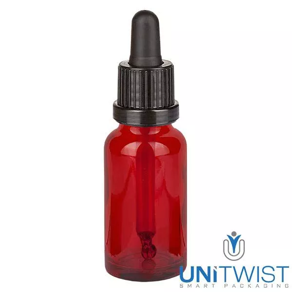 Apothekenflasche braun 30ml Pipette weiß/rot Standard