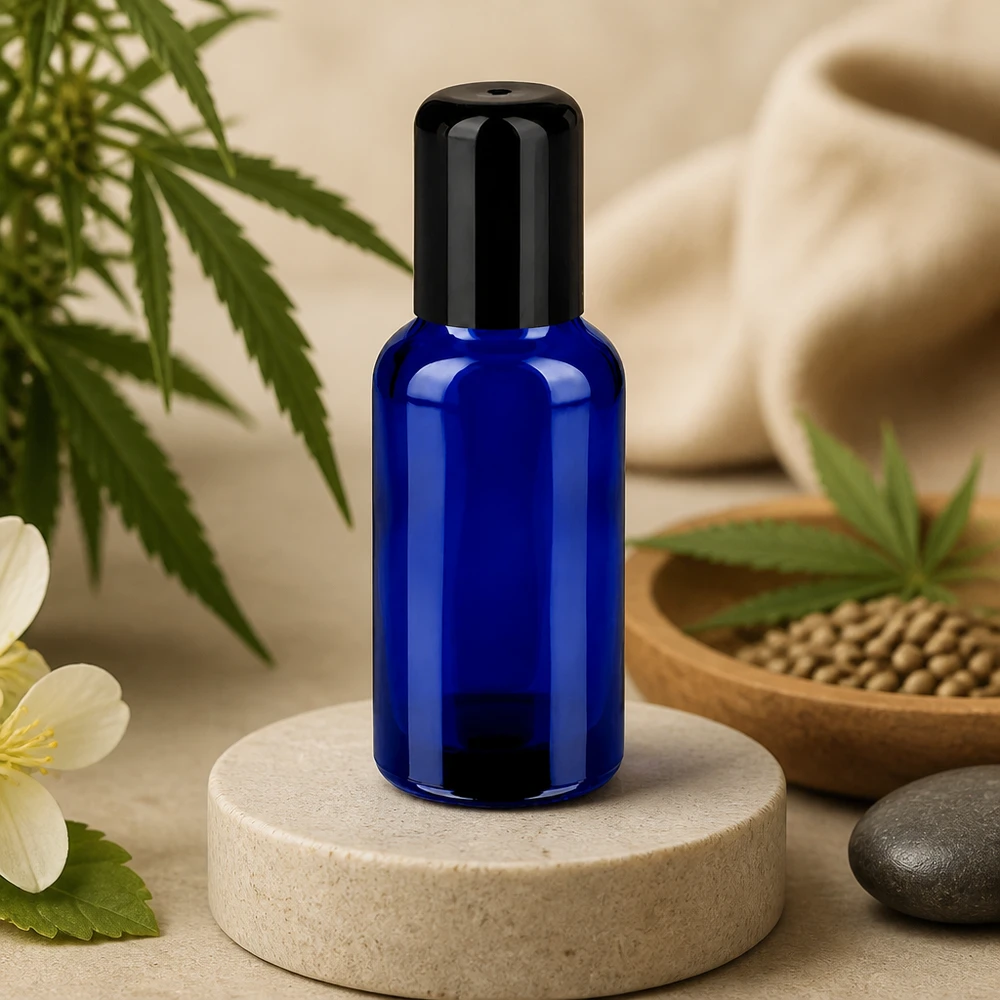 30ml Roll-On Flasche schwarz Standardverschluss BlueLine UT18/30 Professionelle 30ml Roll-On Flasche STD BlueLine UT18/30 für Wellness und Spa Anwendungen