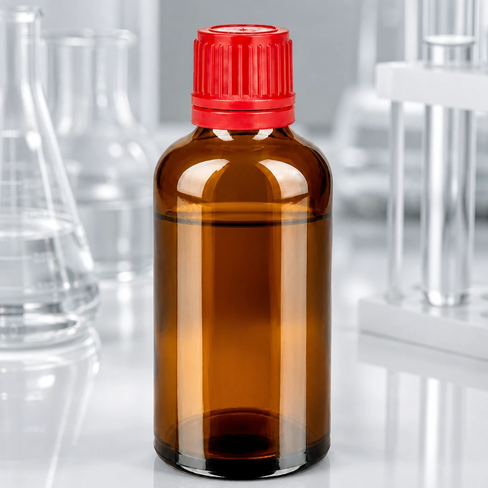 50ml Flasche 11mm Schraubverschluss rot Originalitätsverschluss BrownLine UT18/50 Hochwertige 50ml Braunglasflasche mit rotem OV Verschluss für sterile Flüssigkeitsaufbewahrung