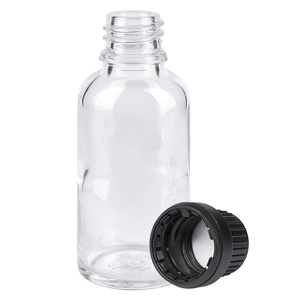30ml Flasche 11mm Schraubverschluss schwarz Originalitätsverschluss ClearLine UT18/30 30ml Flasche 11mm Schraubverschluss schwarz Originalitätsverschluss ClearLine UT18/30